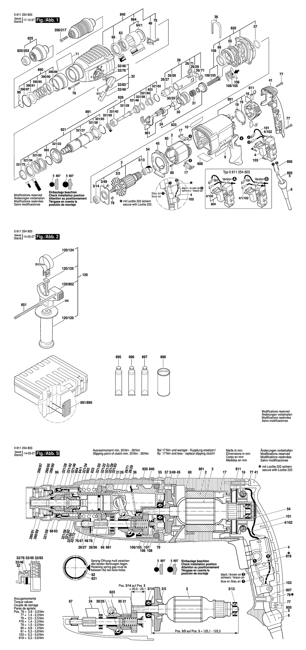 Bosch GBH 2600 / 0611254832 / CH 230 Volt Spare Parts