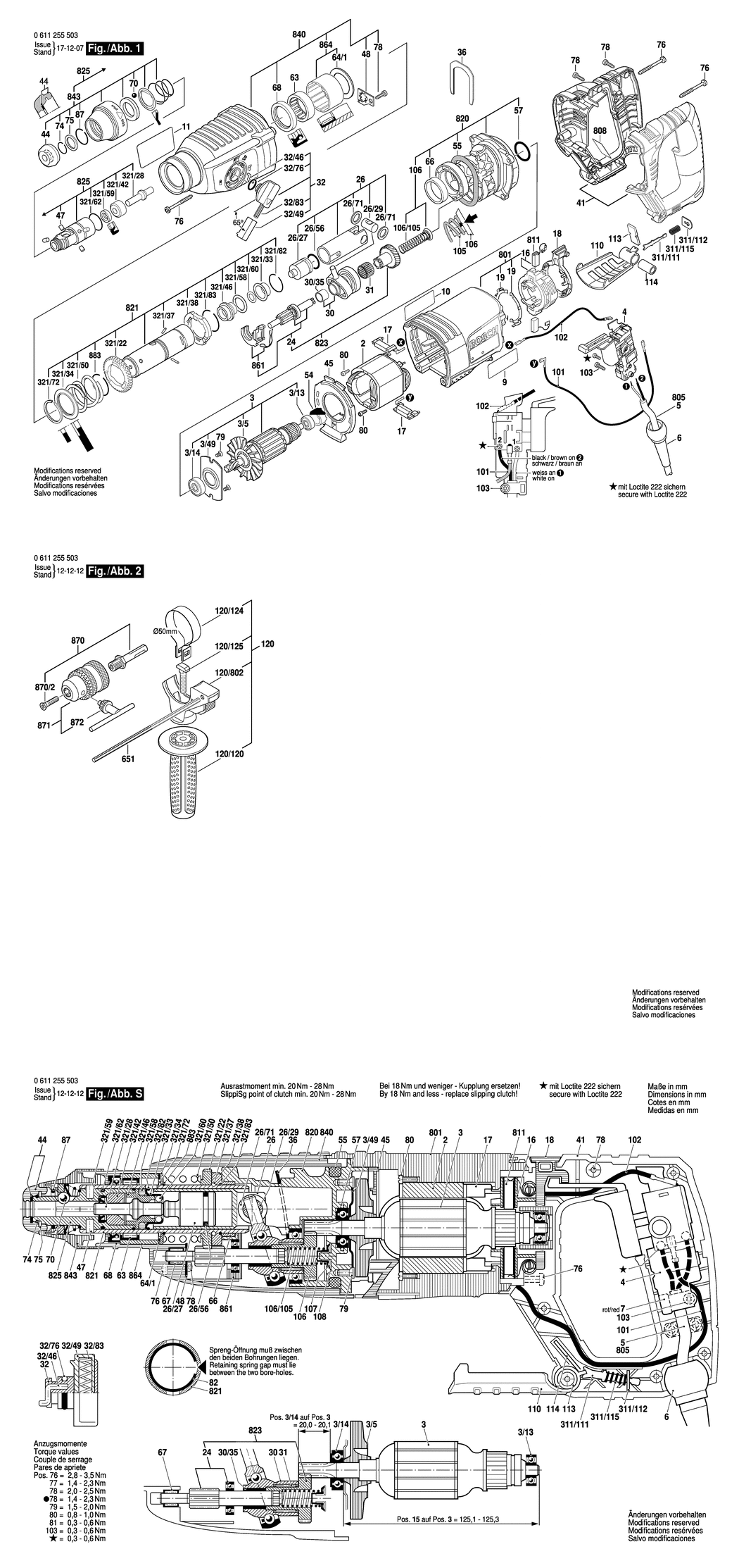 Bosch GBH 2-26 DBR / 0611255532 / CH 230 Volt Spare Parts