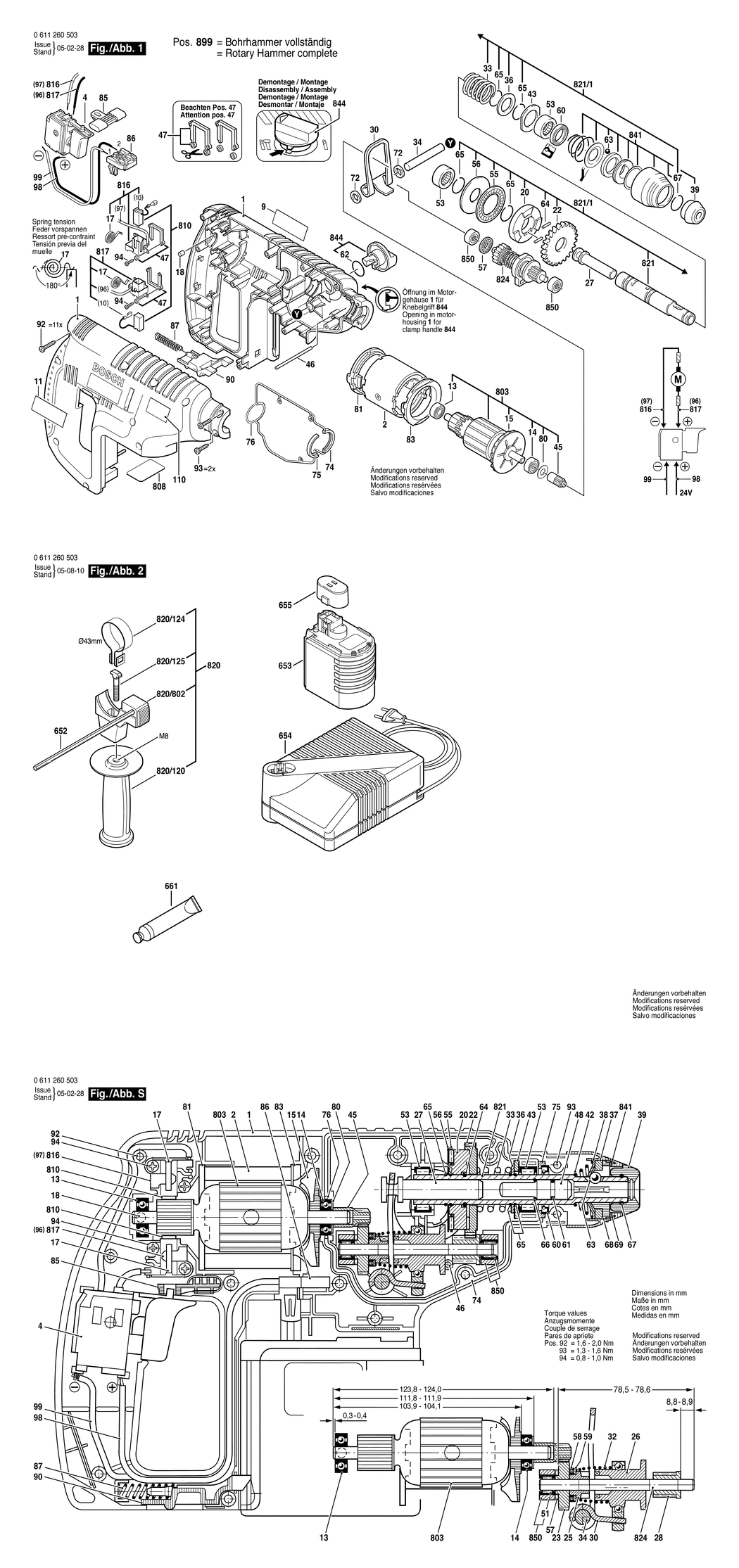 Bosch GBH 24 VRE / 0611260542 / GB 24 Volt Spare Parts