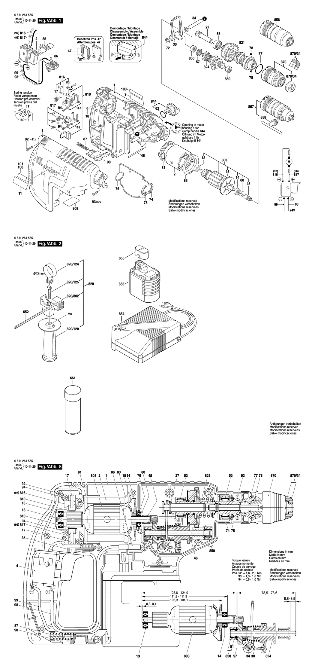 Bosch ABH 20-SLS / 0611261565 / EU 24 Volt Spare Parts