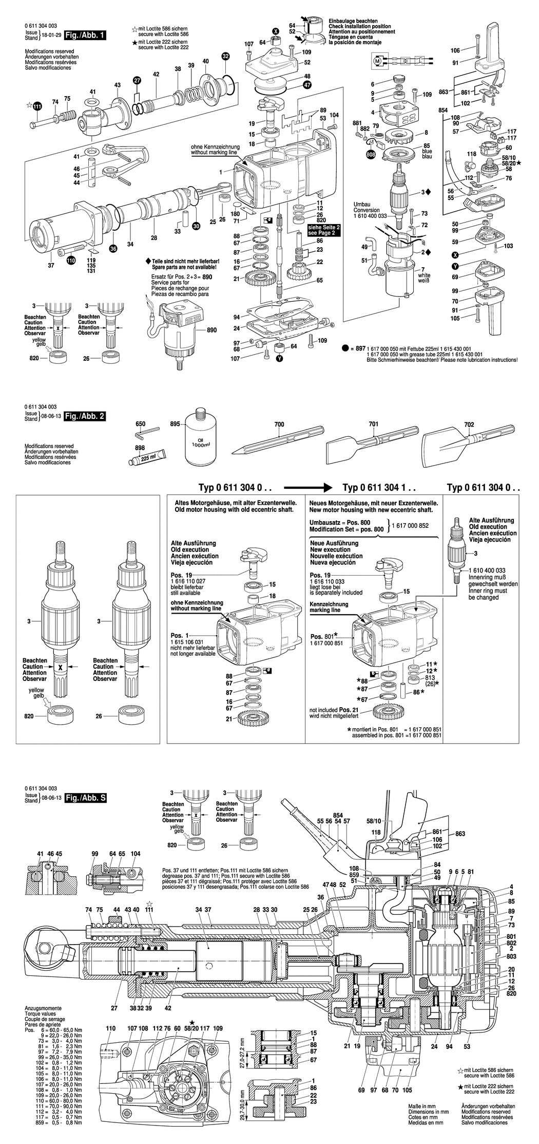 Bosch USH 27 / 0611304032 / CH 220 Volt Spare Parts