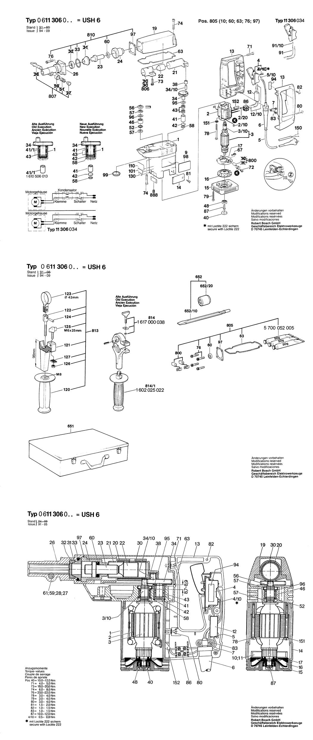 Bosch USH 6 / 0611306003 / EU 220 Volt Spare Parts