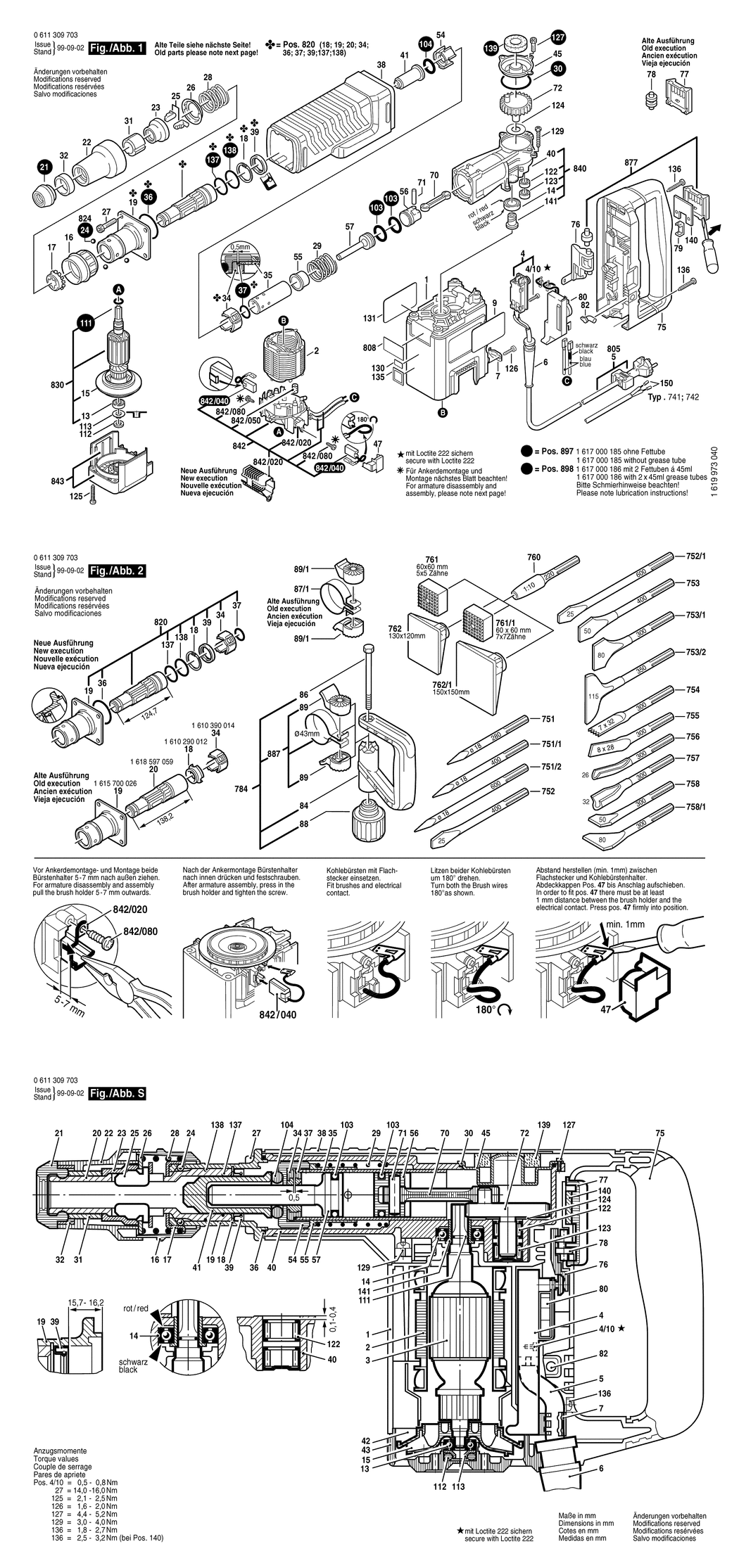 Bosch GSH 5 CE / 0611309732 / CH 230 Volt Spare Parts