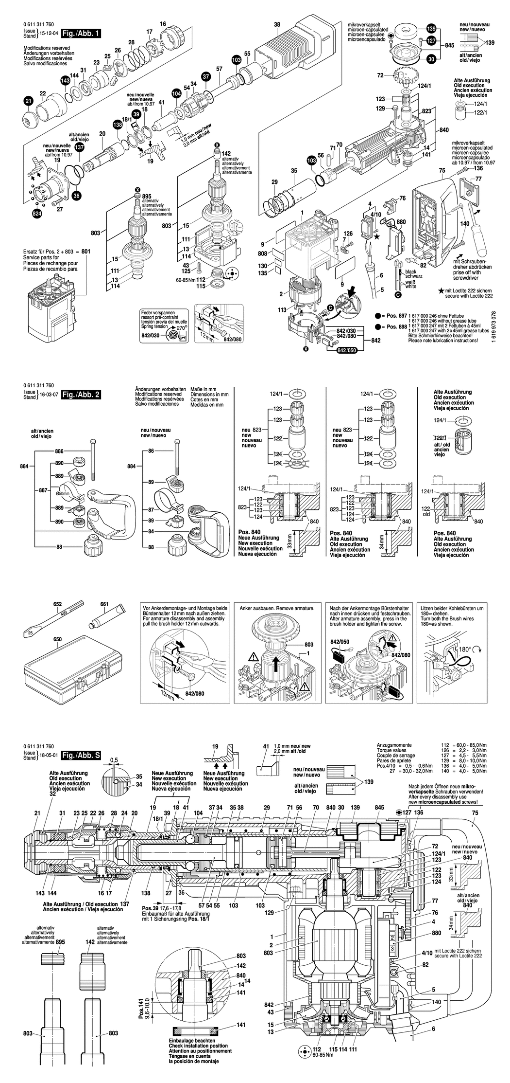 Bosch MH 10 E / 0611311760 / EU 230 Volt Spare Parts