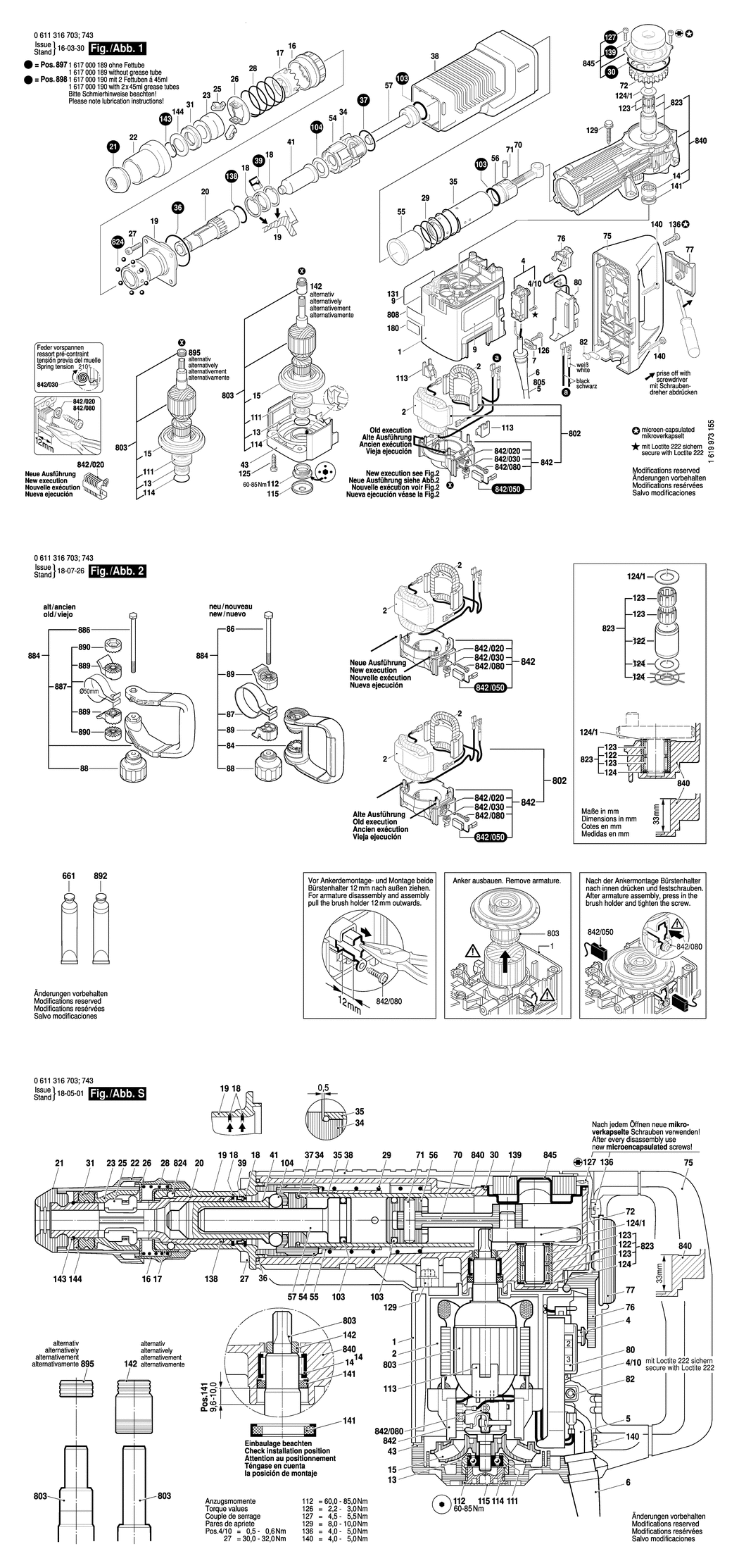 Bosch GSH 11 E / 0611316732 / CH 230 Volt Spare Parts