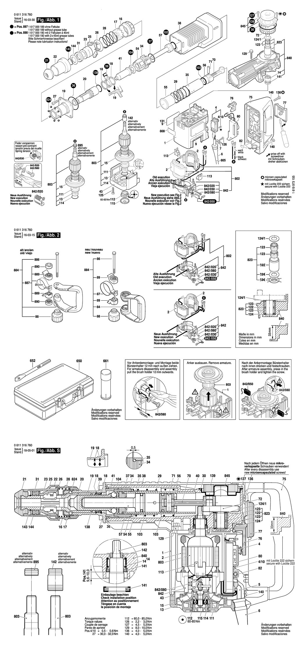 Bosch MH 10-SE / 0611316760 / EU 230 Volt Spare Parts