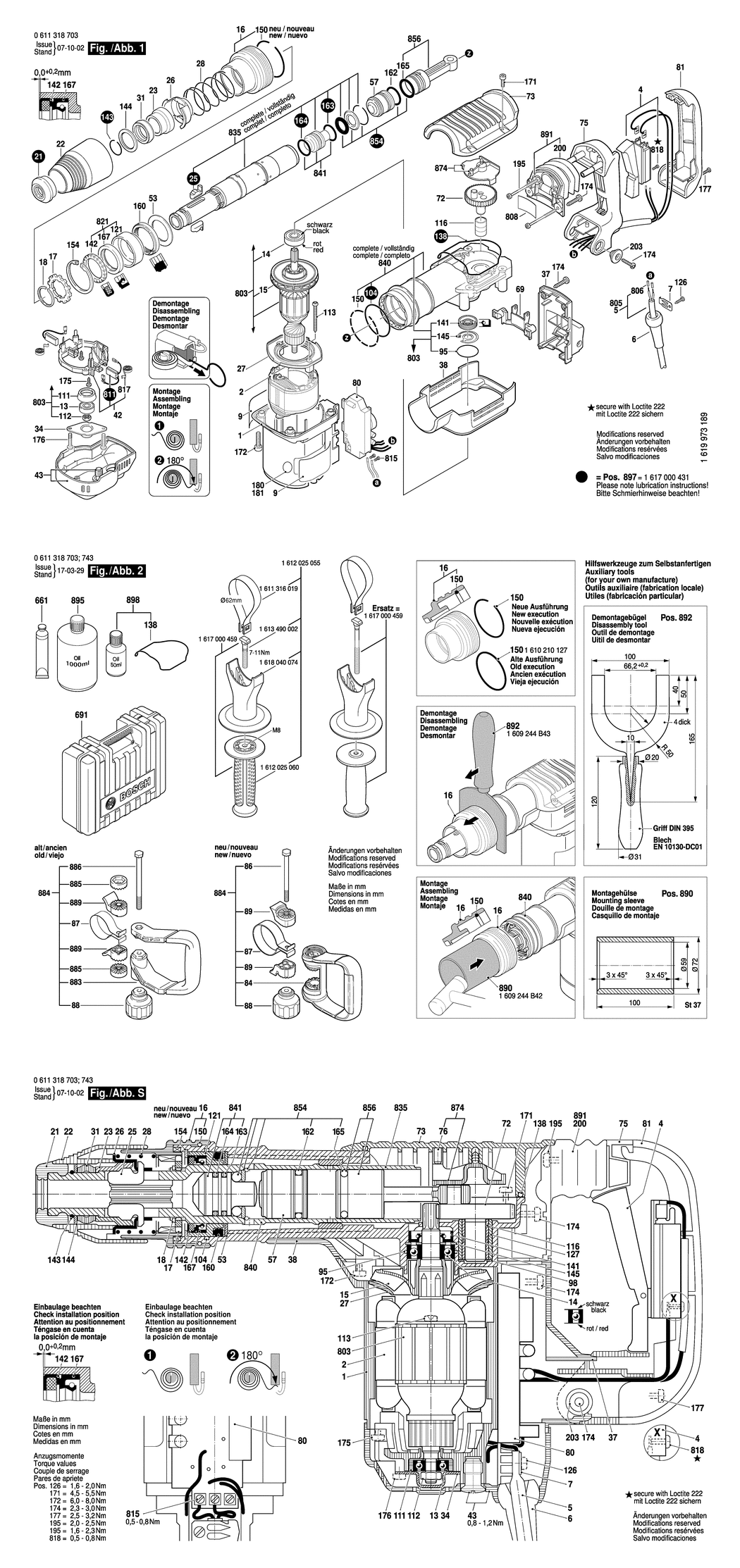 Bosch GSH 5 E / 0611318732 / CH 230 Volt Spare Parts