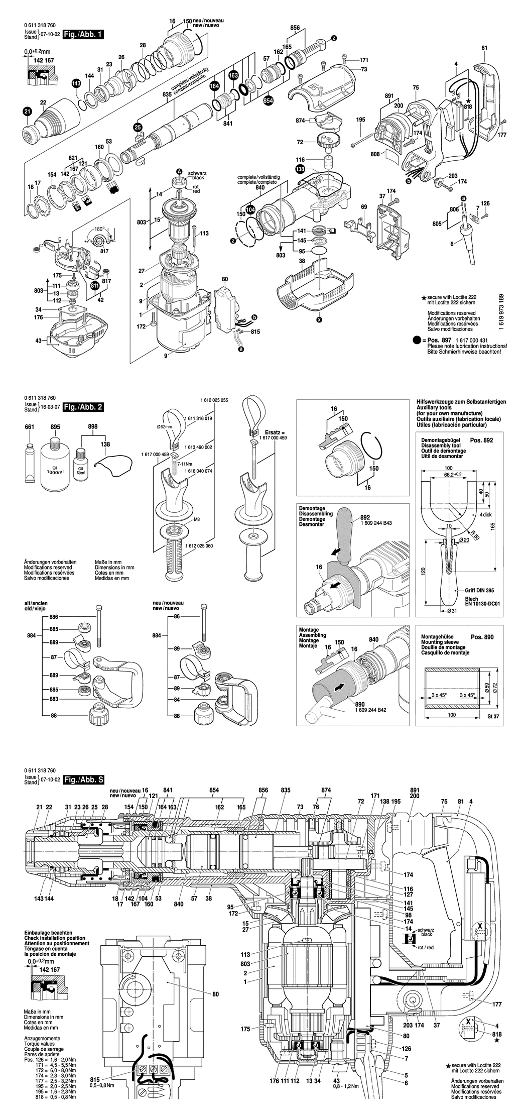 Bosch MH 5-XE / 0611318760 / EU 230 Volt Spare Parts