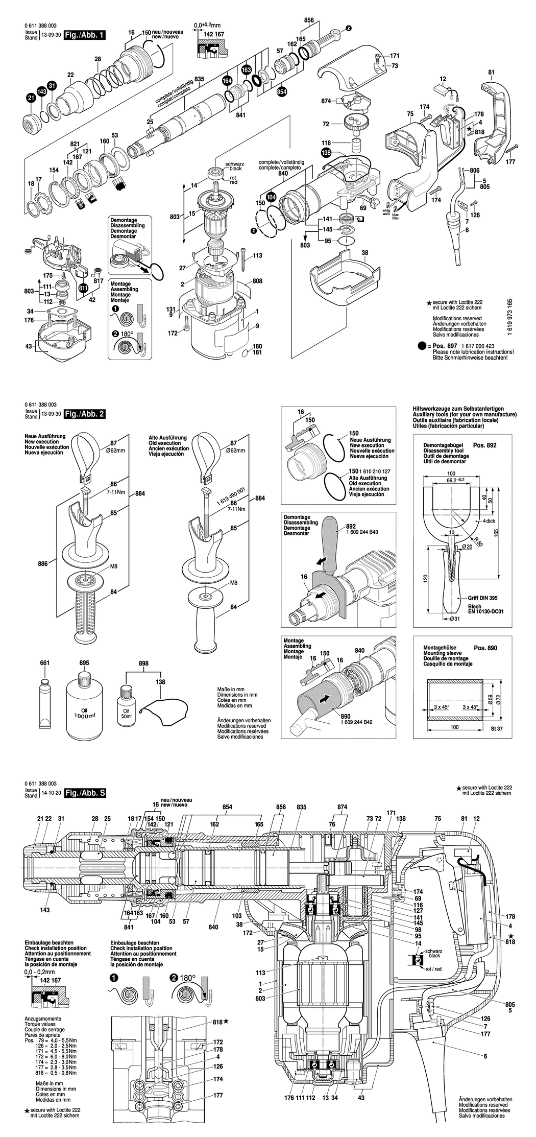 Bosch GSH 388 / 0611388032 / CH 230 Volt Spare Parts