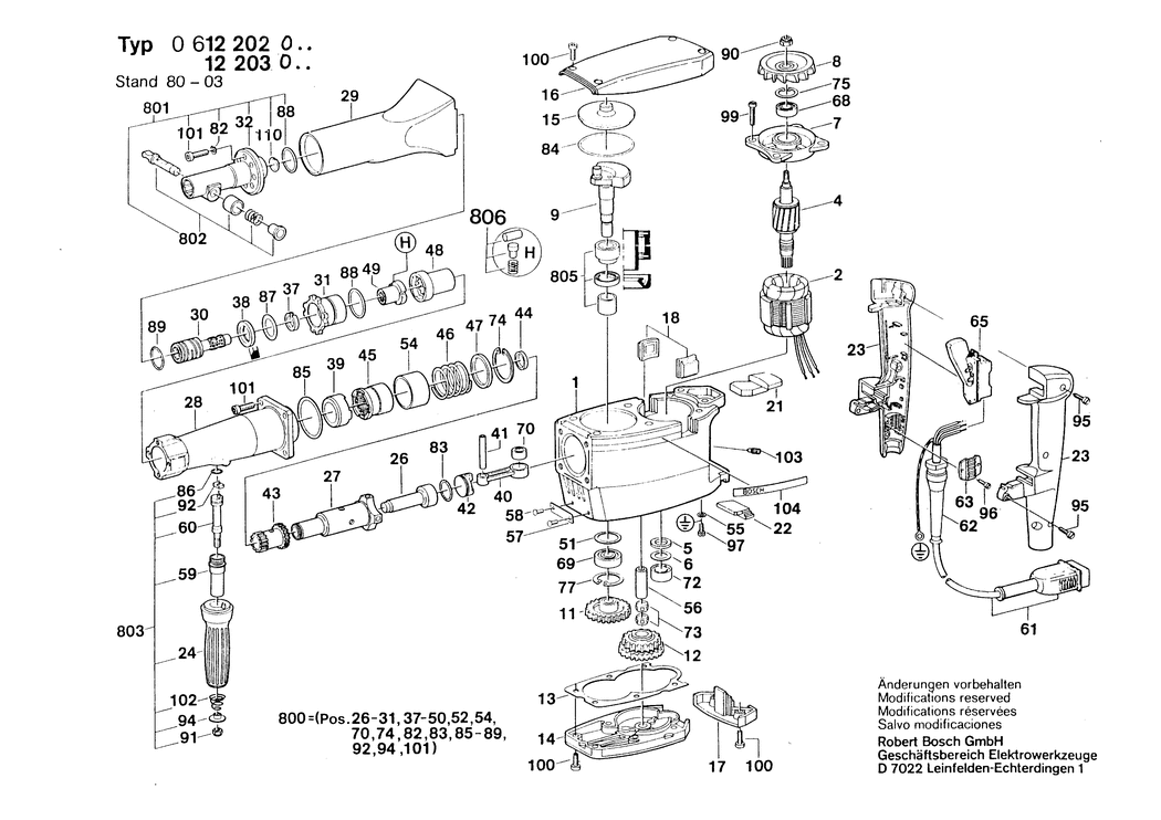 Bosch ---- / 0612202001 / EU 250 Volt Spare Parts