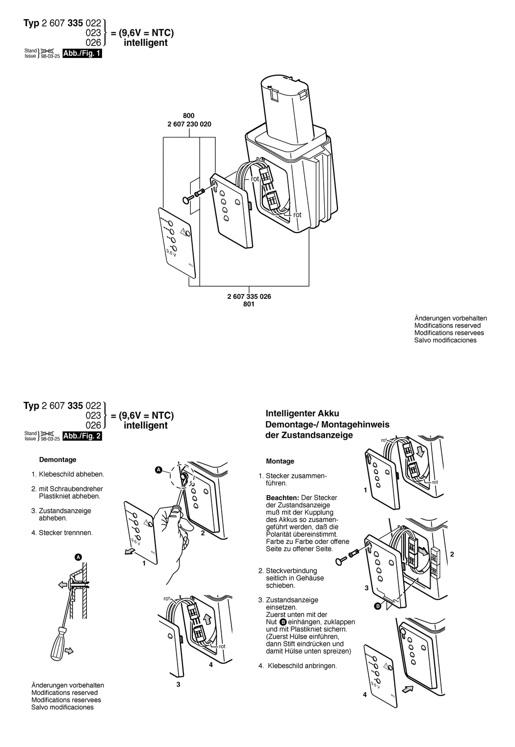 Bosch ---- / 2607335022 / --- 9.6 Volt Spare Parts