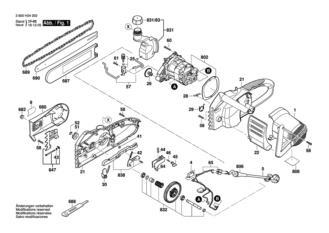 Bosch AKE 35 / 3600H34032 / CH 230 Volt Spare Parts