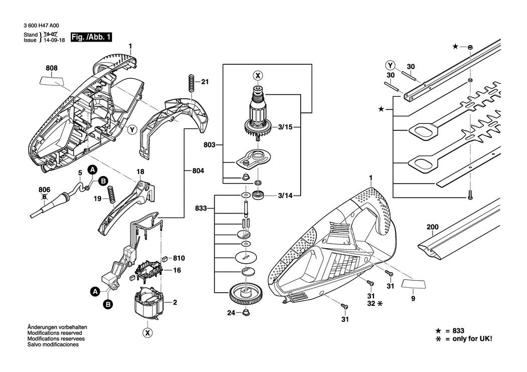 Bosch AHS 45-16 / 3600H47A30 / CH 230 Volt Spare Parts