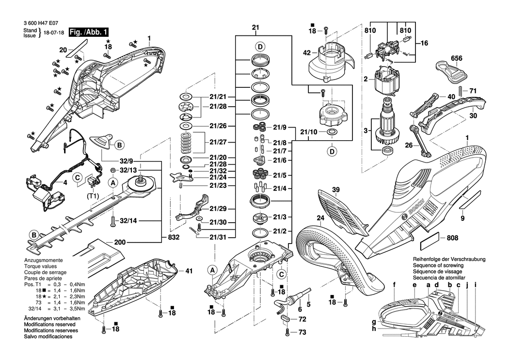 Bosch AHS 45-26 / 3600H47E07 / EU 230 Volt Spare Parts