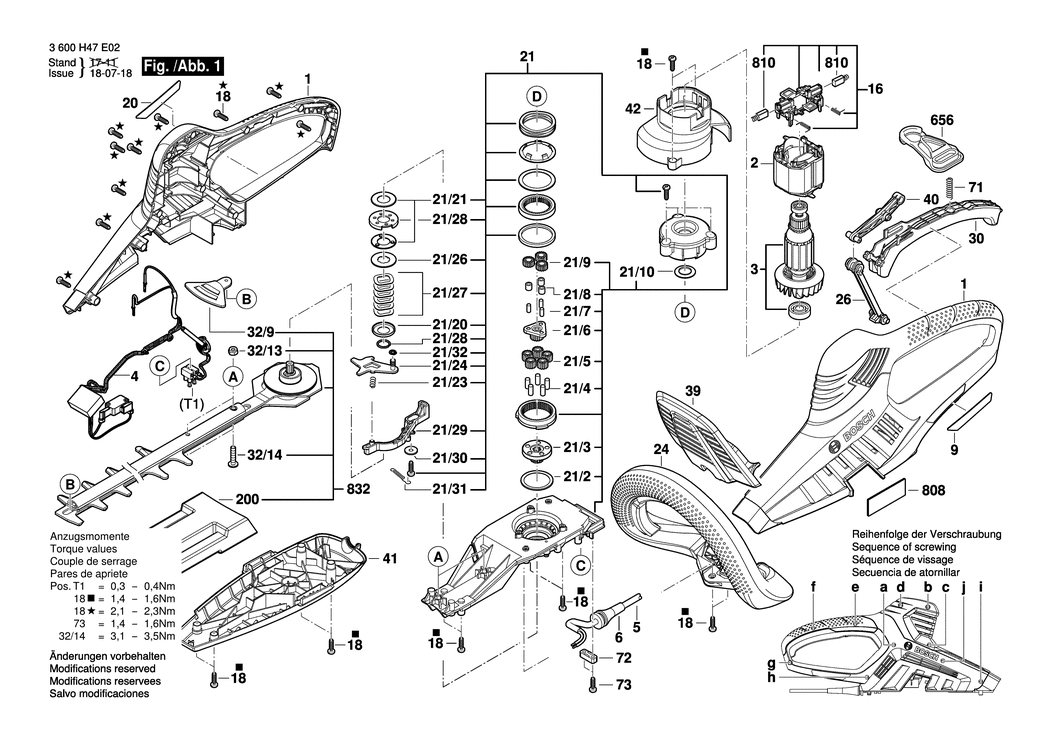 Bosch AHS 50-26 / 3600H47F02 / EU 230 Volt Spare Parts