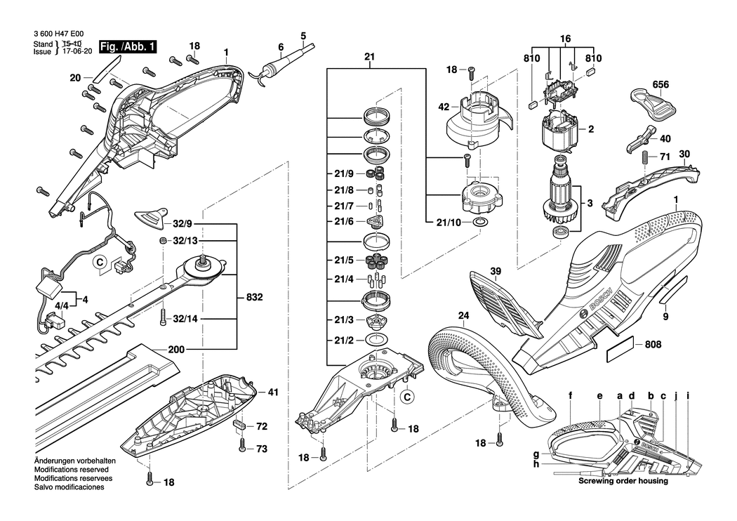 Bosch AHS 50-26 / 3600H47F30 / CH 230 Volt Spare Parts