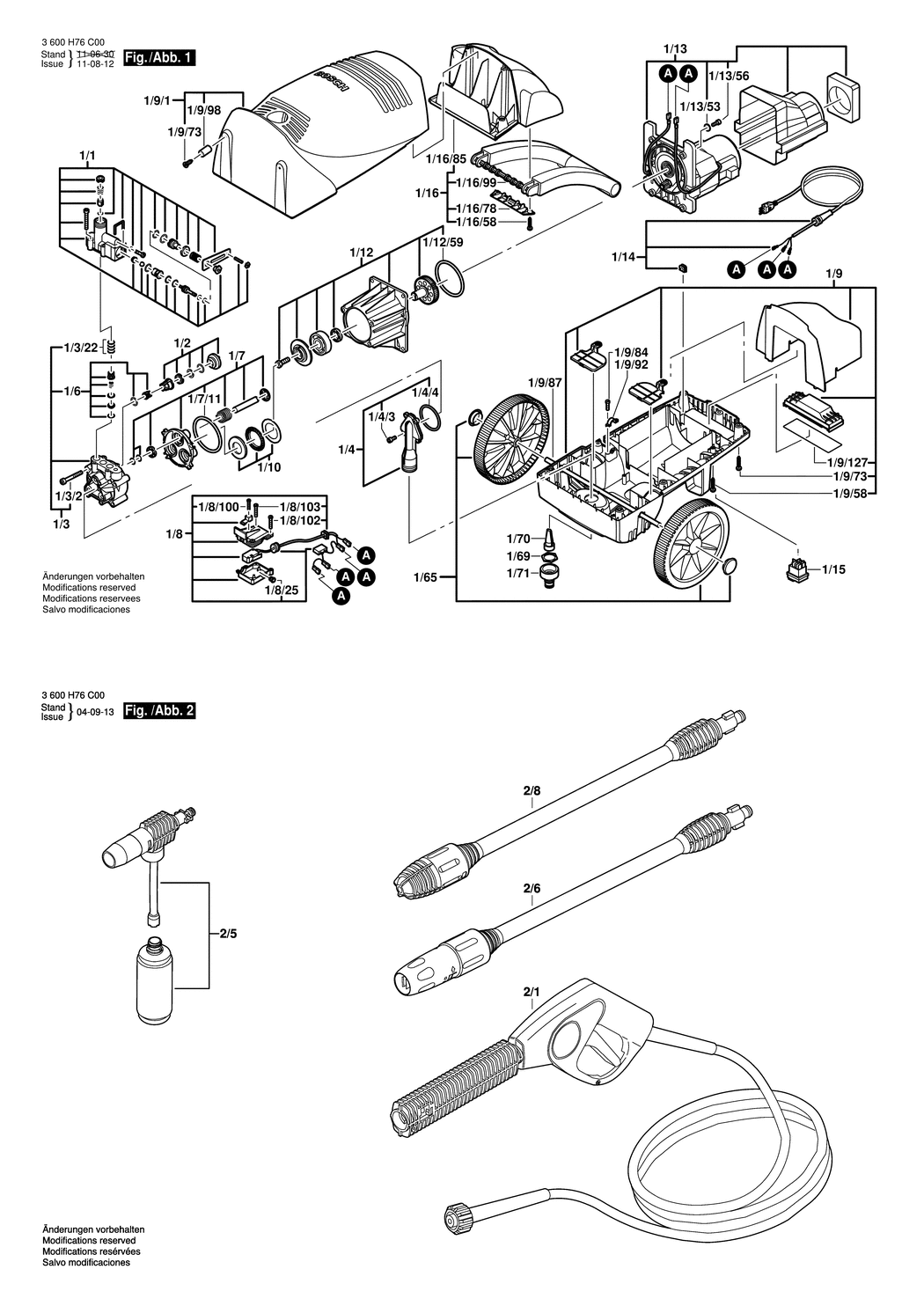 Bosch AQUATAK 110 / 3600H76C30 / CH 230 Volt Spare Parts