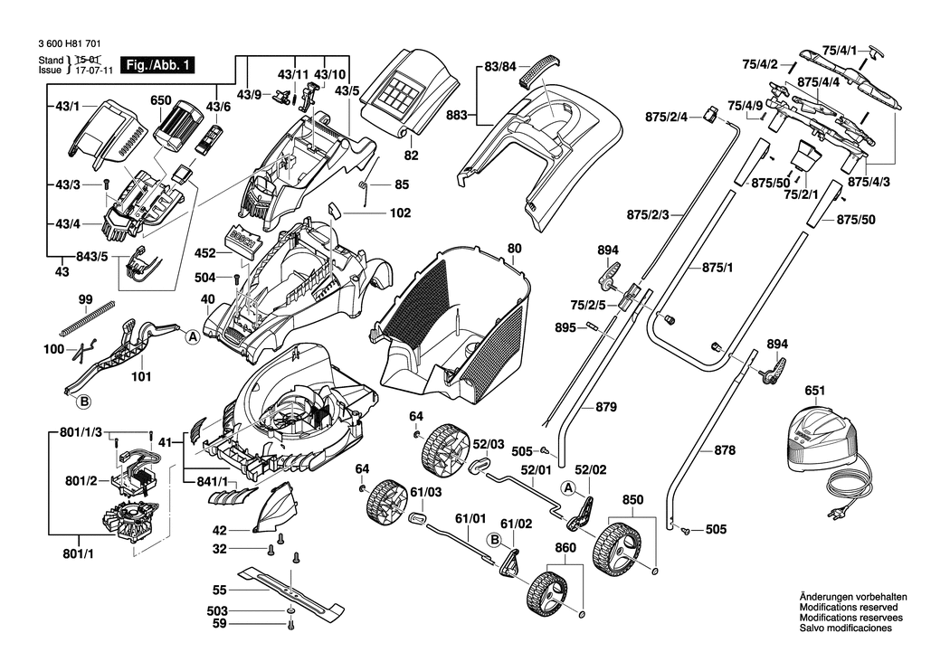 Bosch ROTAK 37 LI / 3600H81703 / --- 36 Volt Spare Parts