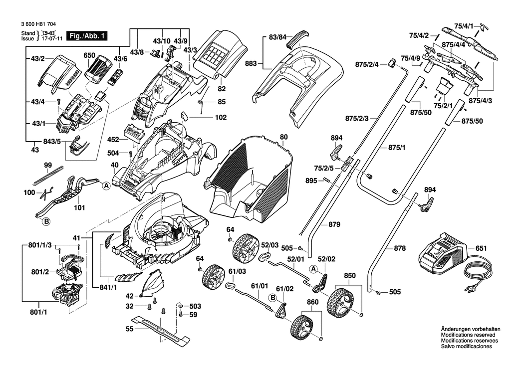 Bosch ROTAK 36 LI H / 3600H81706 / --- 36 Volt Spare Parts