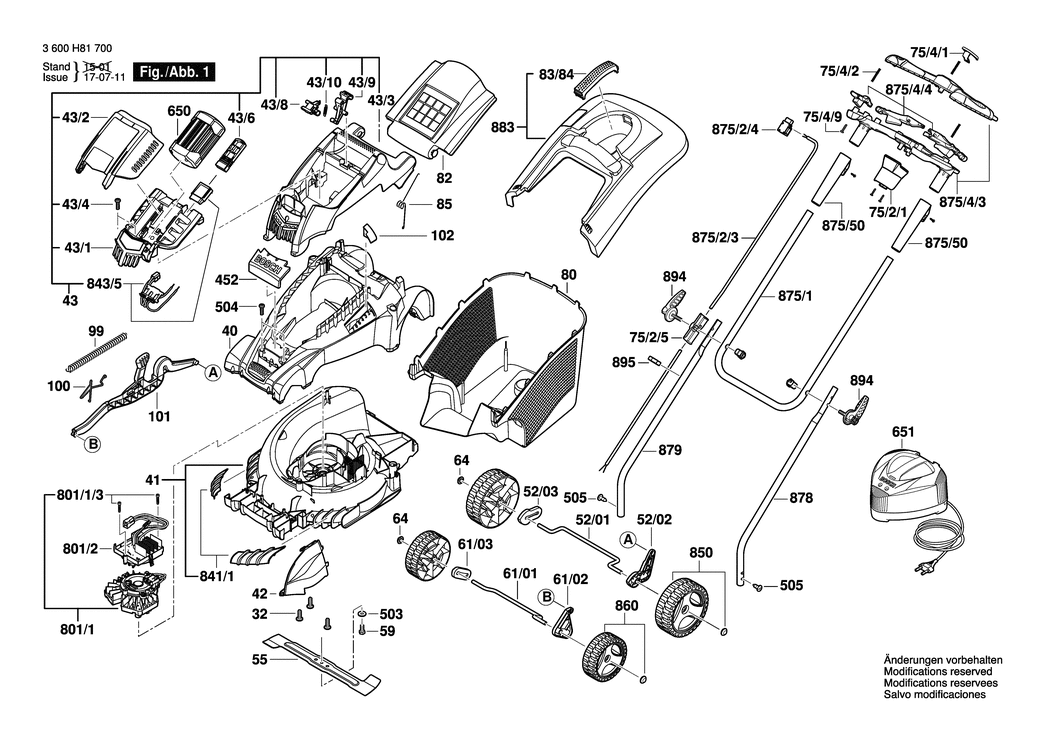 Bosch ROTAK 37 LI / 3600H81740 / --- 36 Volt Spare Parts