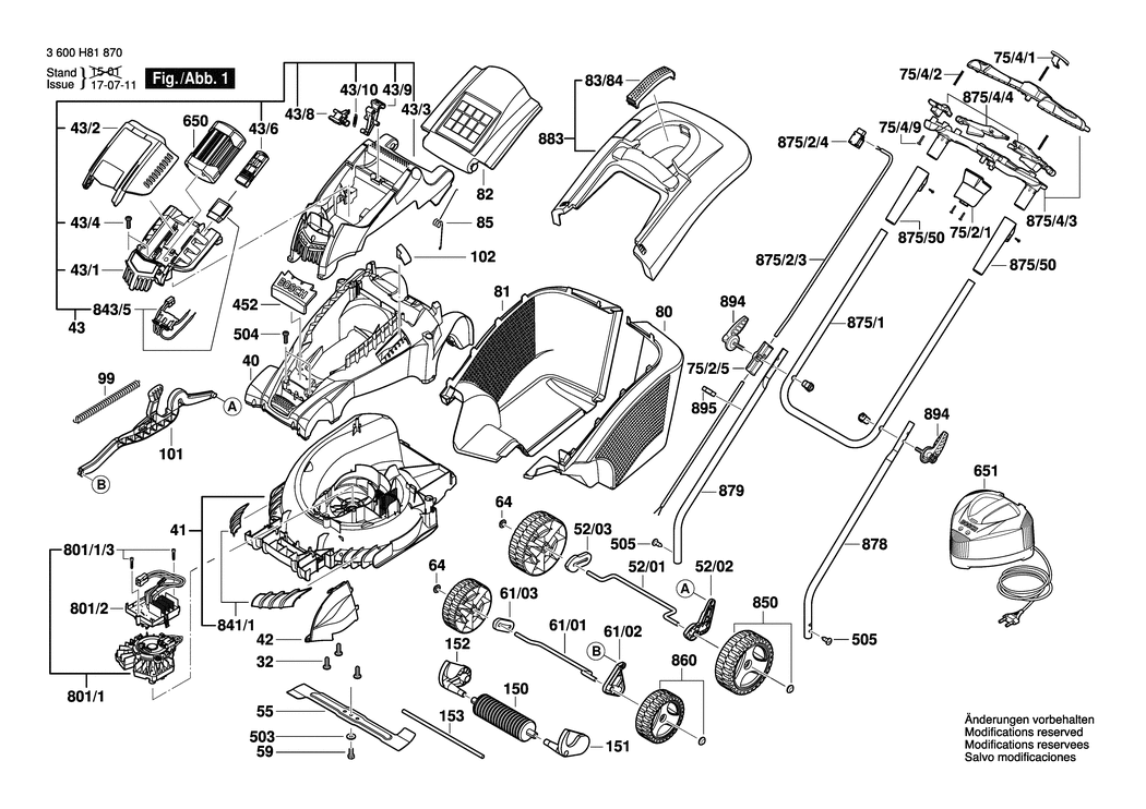 Bosch ROTAK 43 LI / 3600H81871 / --- 36 Volt Spare Parts