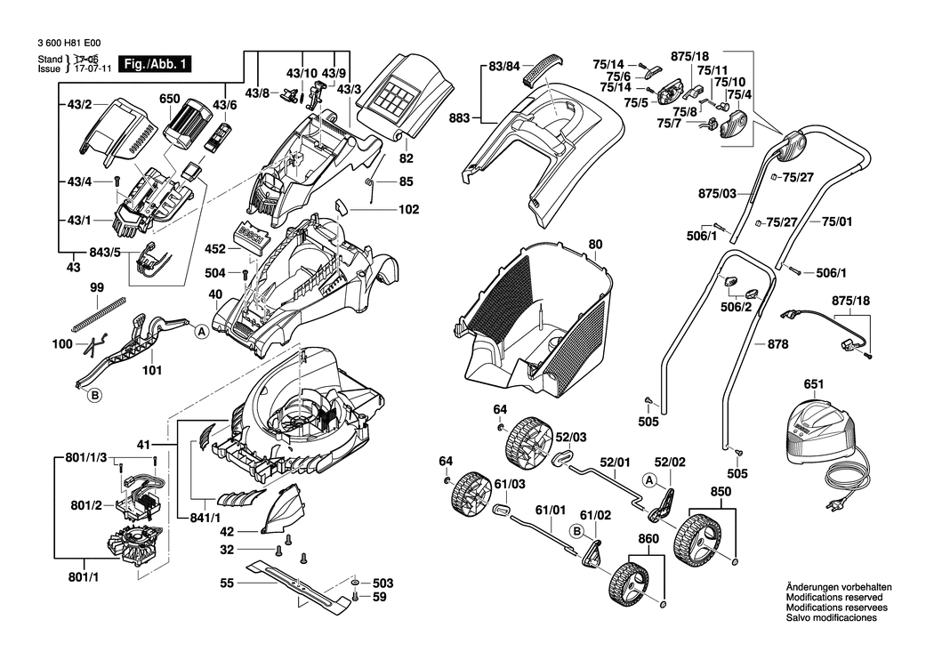 Bosch ROTAK 34 LI / 3600H81E02 / --- 36 Volt Spare Parts