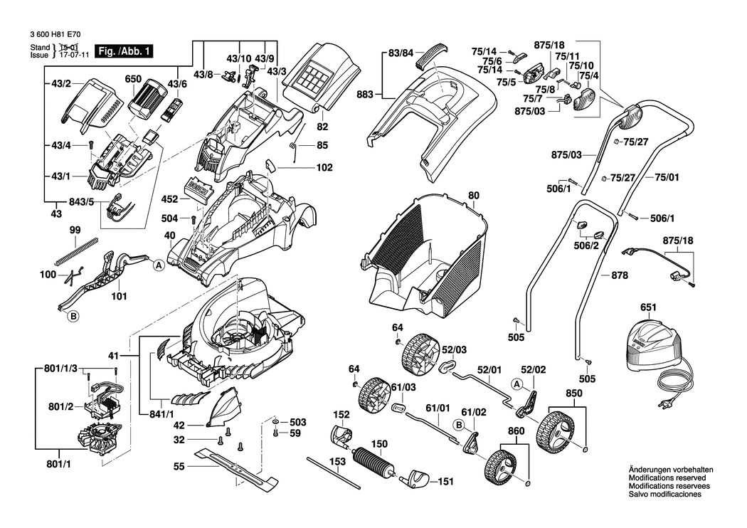 Bosch ROTAK 34 LI / 3600H81E72 / --- 36 Volt Spare Parts