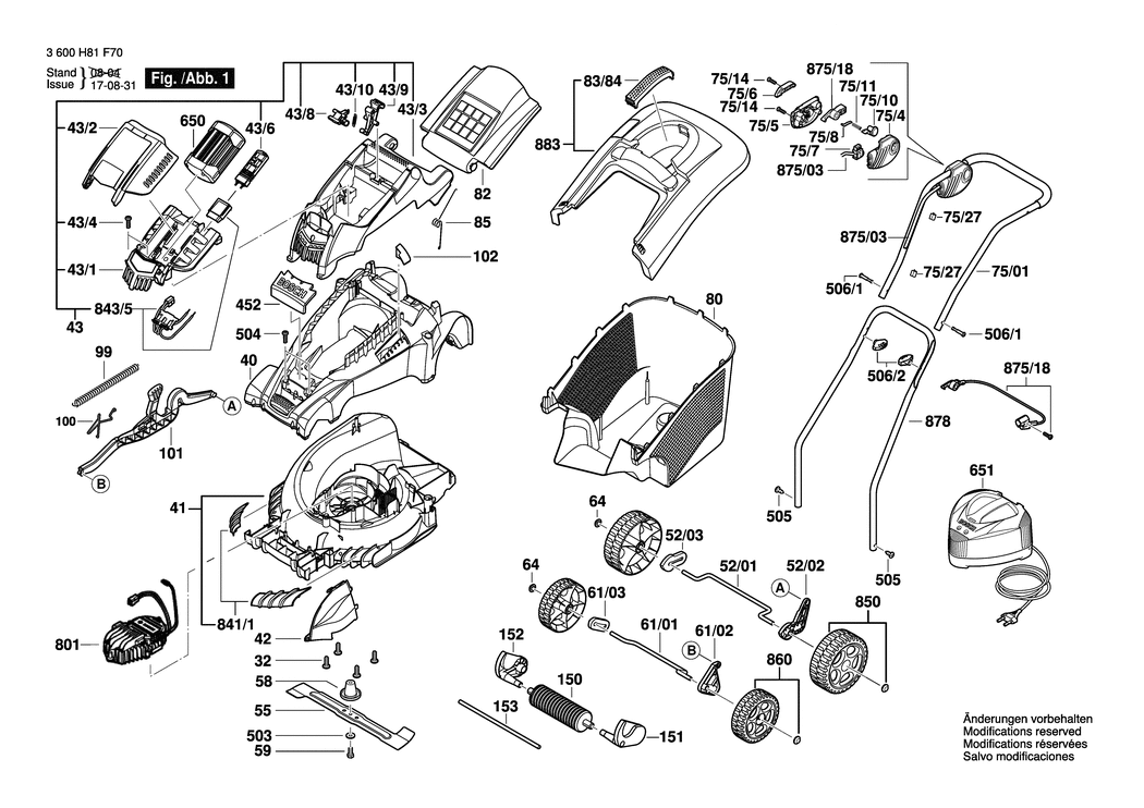 Bosch ROTAK 37 LI / 3600H81F50 / --- 36 Volt Spare Parts