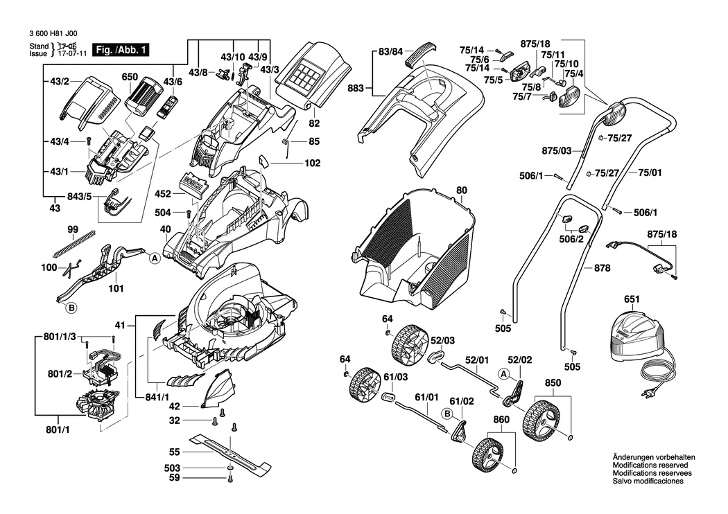 Bosch ROTAK 37 LI / 3600H81J00 / --- 36 Volt Spare Parts