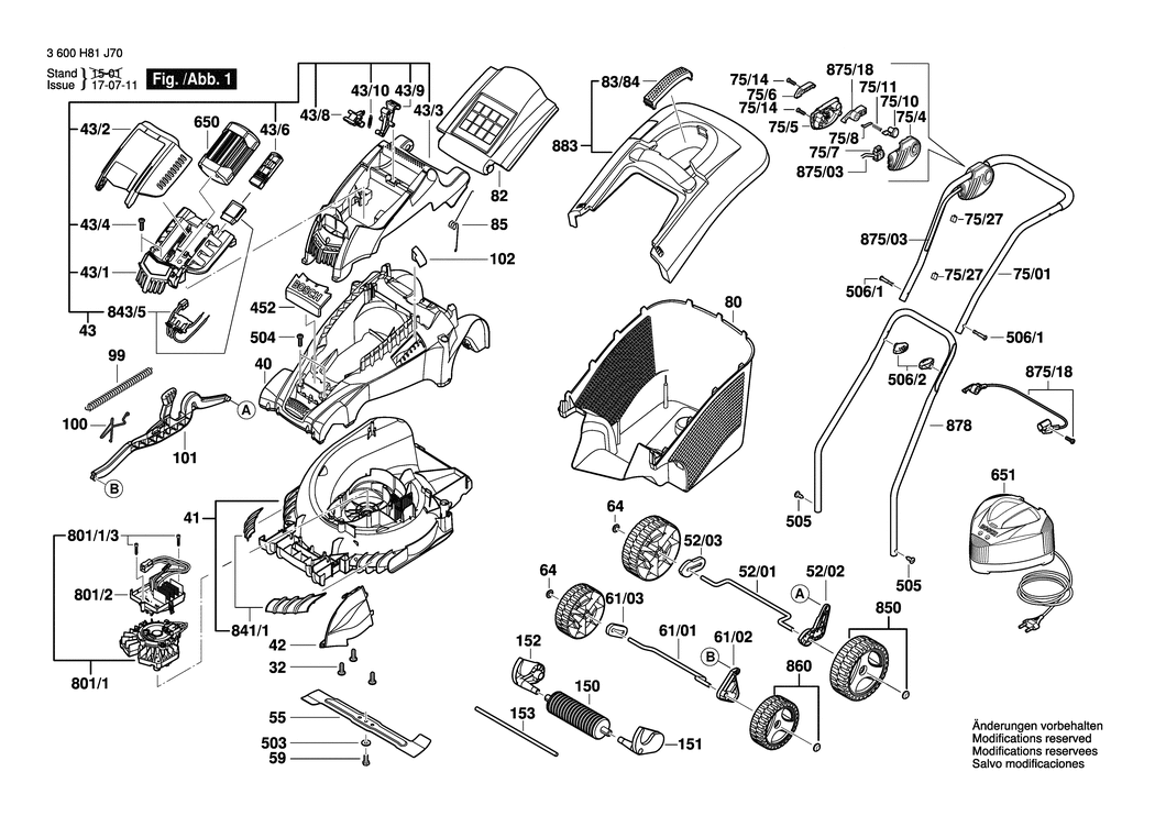 Bosch ROTAK 37 LI / 3600H81J70 / --- 36 Volt Spare Parts