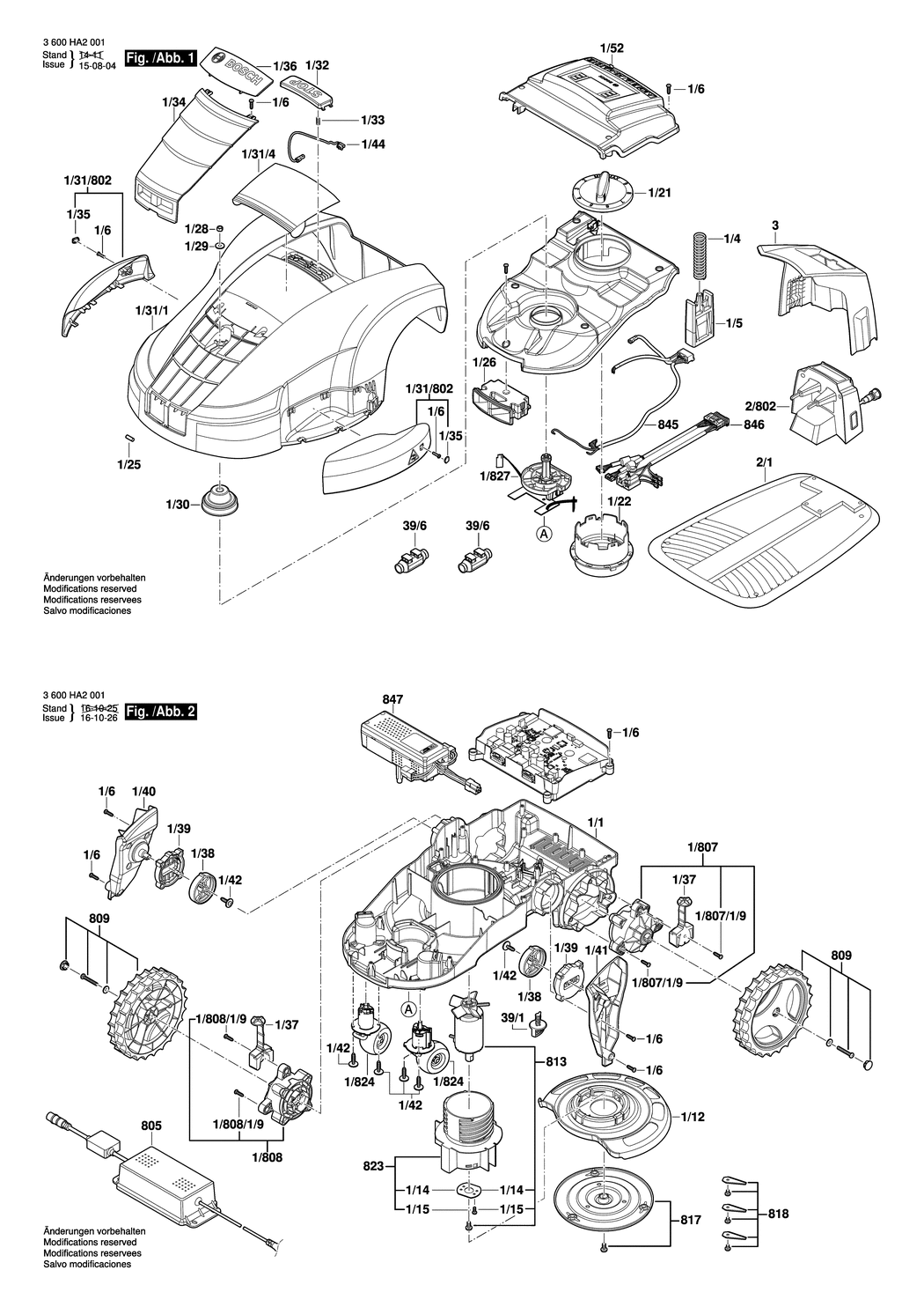 Bosch Indego / 3600HA2001 / EU 230 Volt Spare Parts