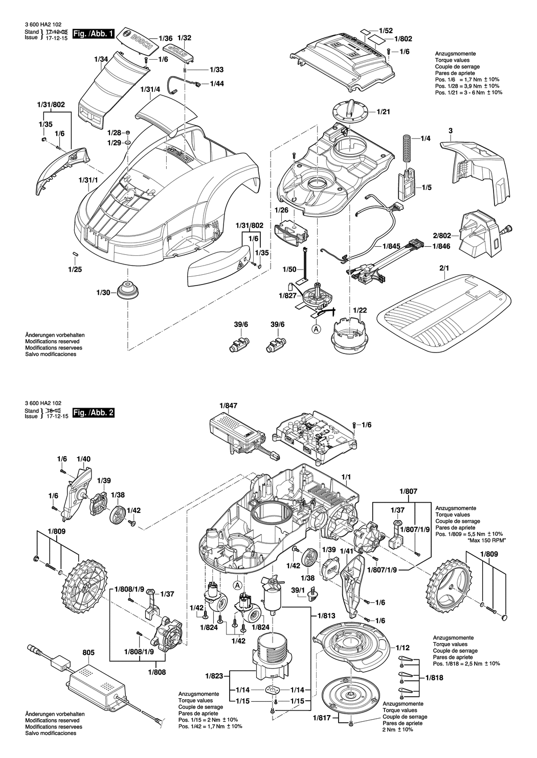 Bosch Indego / 3600HA2002 / EU 230 Volt Spare Parts