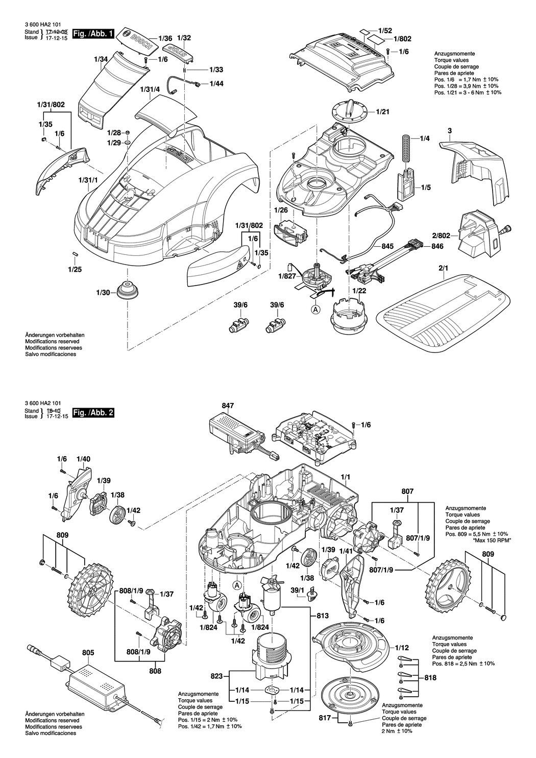 Bosch Indego / 3600HA2101 / EU 230 Volt Spare Parts