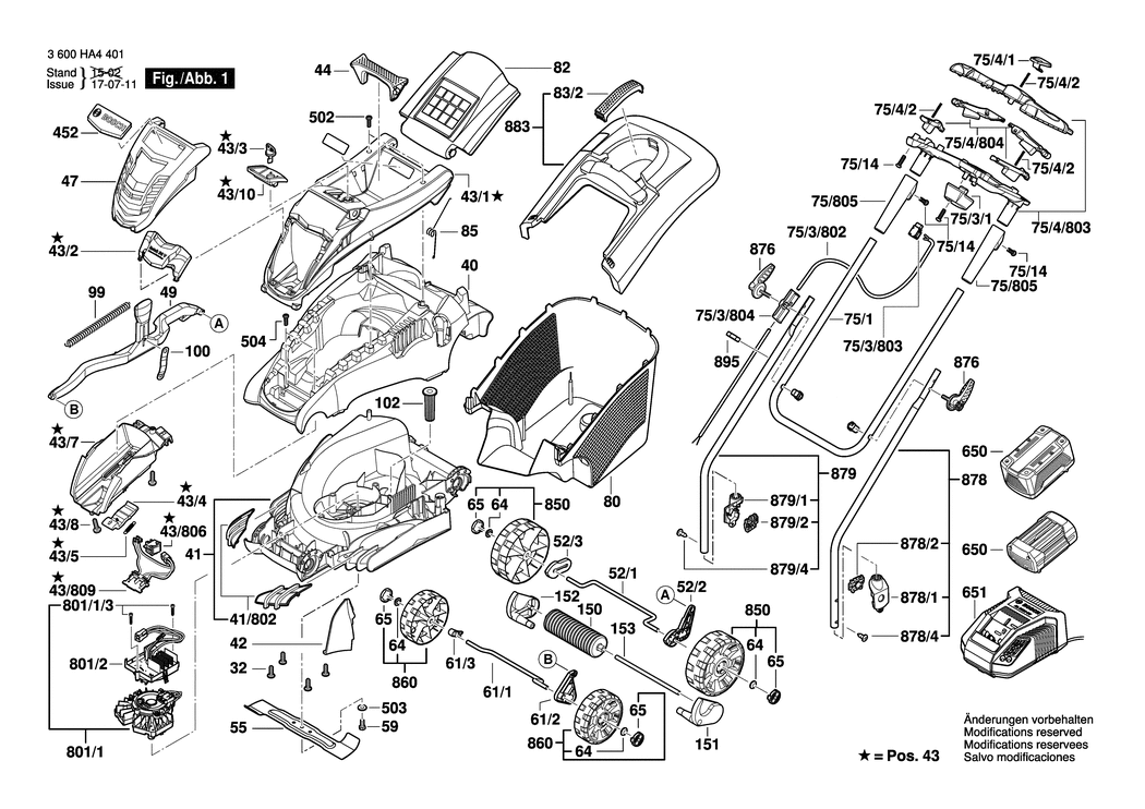 Bosch Rotak 36-37 LI R / 3600HA4401 / EU 36 Volt Spare Parts