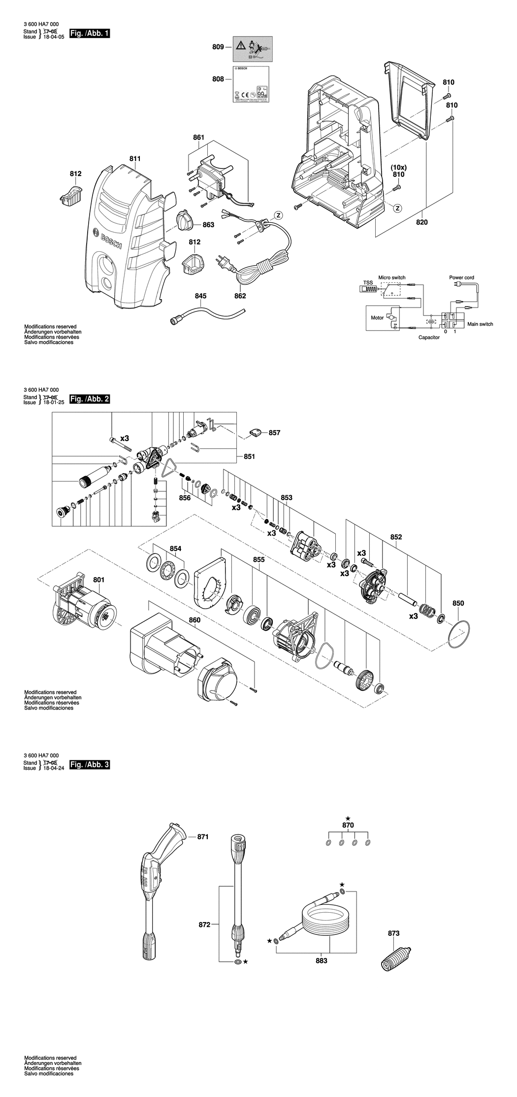 Bosch AQT 33-10 / 3600HA7030 / CH 230 Volt Spare Parts