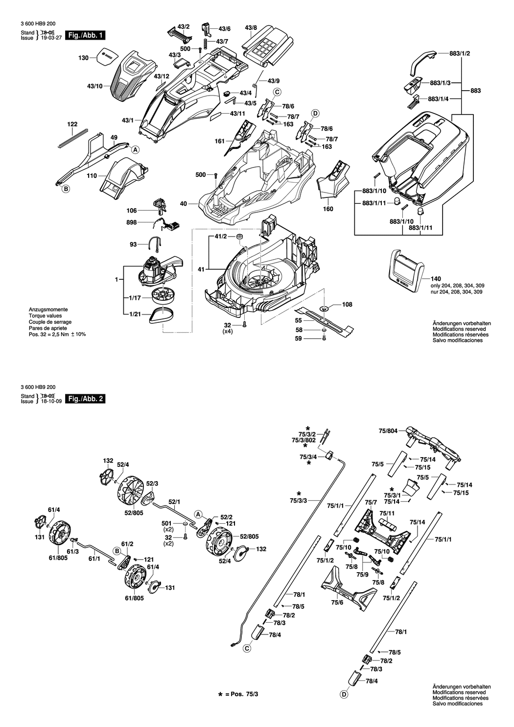 Bosch AdvancedRotak 650 / 3600HB9230 / CH 230 Volt Spare Parts