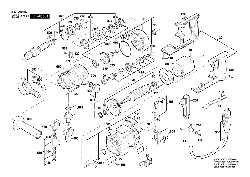 Bosch GDB 180 WE / 3601A89860 / GB 110 Volt Spare Parts