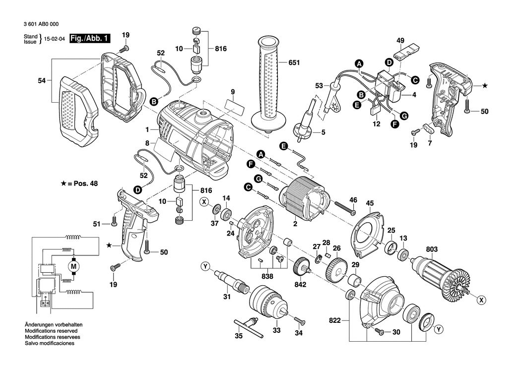 Bosch GBM 1600 RE / 3601AB0000 / EU 230 Volt Spare Parts