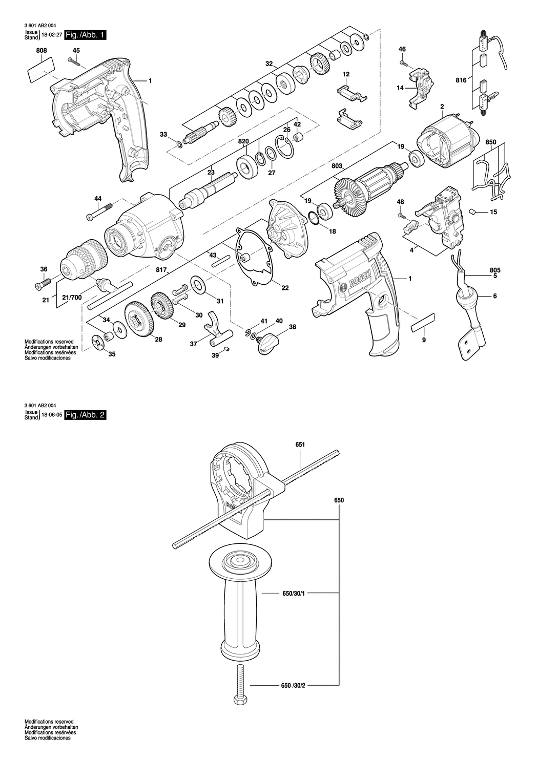 Bosch GBM13-2RE / 3601AB2004 / EU 230 Volt Spare Parts