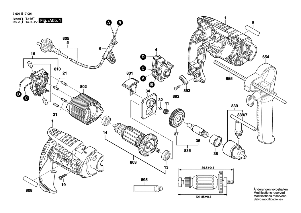 Bosch GSB 13 / 3601B17070 / --- 230 Volt Spare Parts