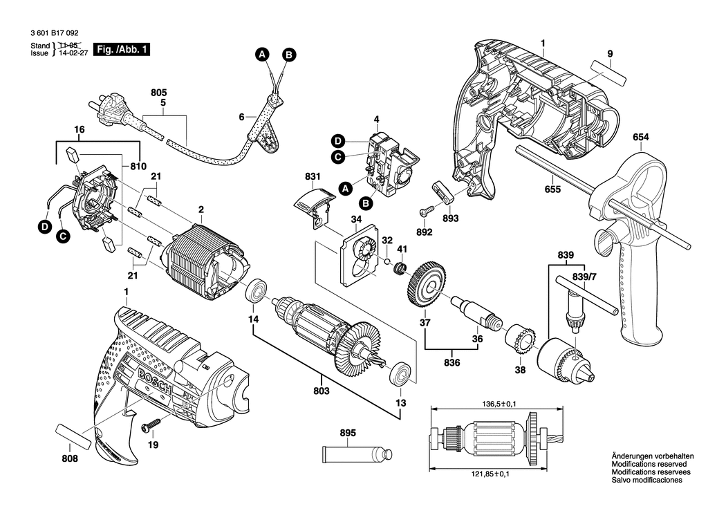 Bosch GSB 13 / 3601B17092 / EU 230 Volt Spare Parts