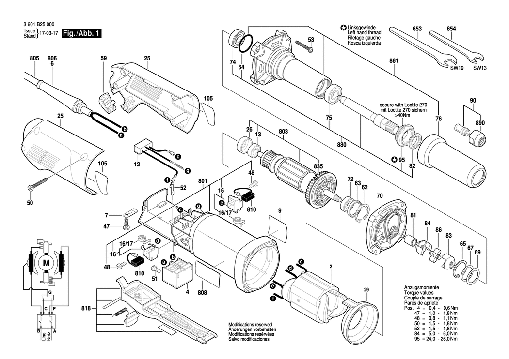 Bosch GGS 28 LP / 3601B25000 / EU 230 Volt Spare Parts