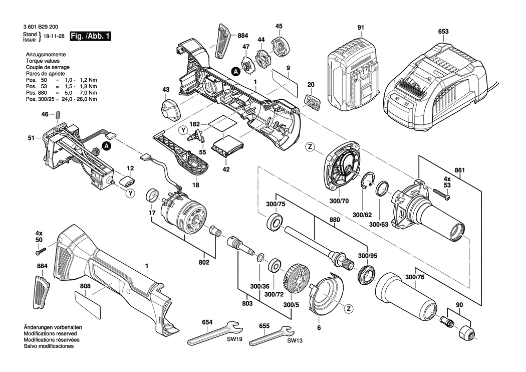 Bosch GGS 18V-23PLC / 3601B29200 / EU 18 Volt Spare Parts