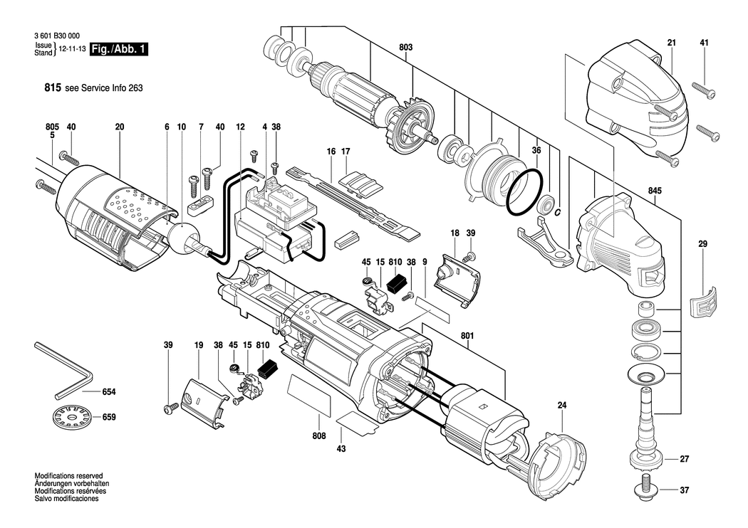 Bosch GOP 250 CE / 3601B30030 / CH 230 Volt Spare Parts