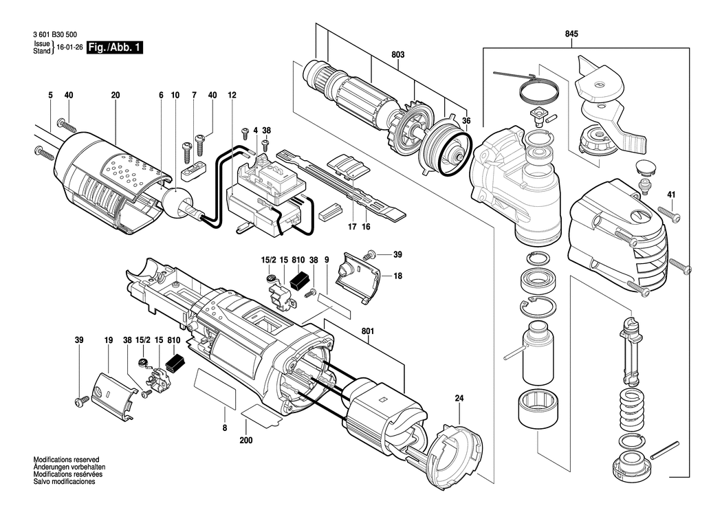 Bosch GOP 300 SCE / 3601B30500 / EU 230 Volt Spare Parts