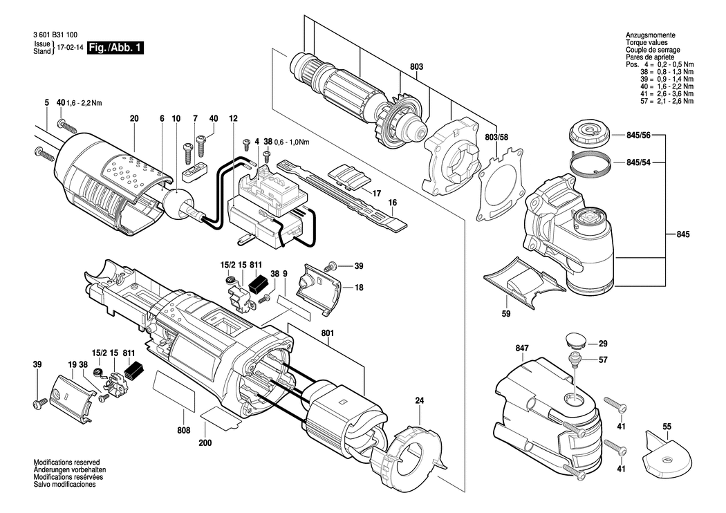 Bosch GOP 55-36 / 3601B31100 / EU 230 Volt Spare Parts