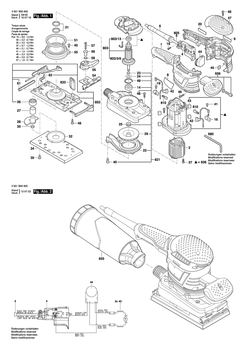 Bosch GSS 230 AVE / 3601B92800 / EU 230 Volt Spare Parts