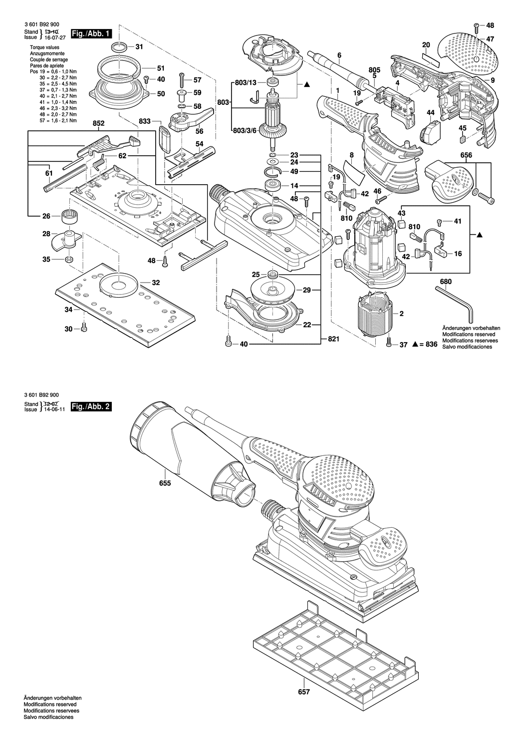 Bosch GSS 280 AVE / 3601B92930 / CH 230 Volt Spare Parts