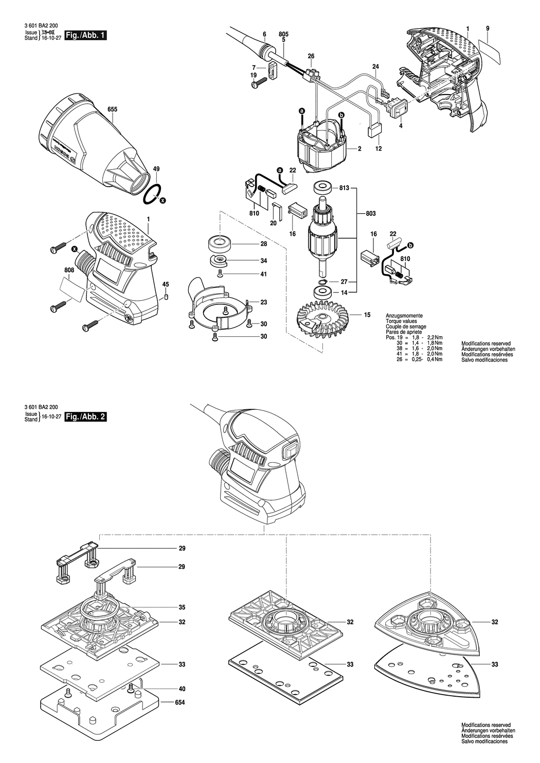 Bosch GSS 160-1 A / 3601BA2200 / EU 230 Volt Spare Parts