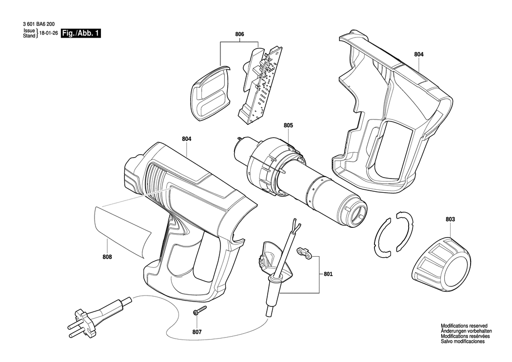 Bosch GHG 20-63 / 3601BA6230 / CH 230 Volt Spare Parts